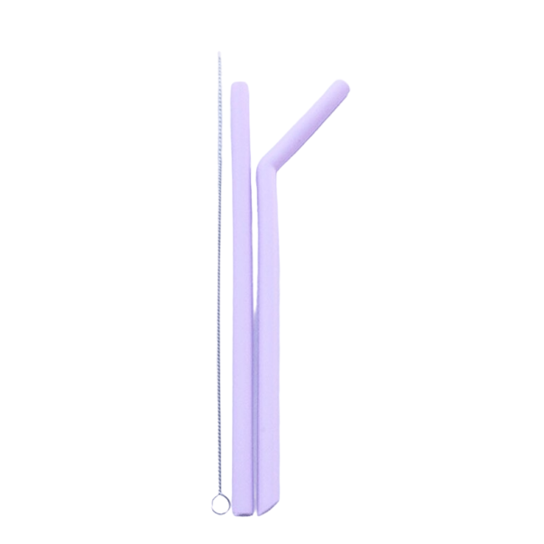 Pajitas reutilizables con cepillo de limpieza 2 uds. morado claro