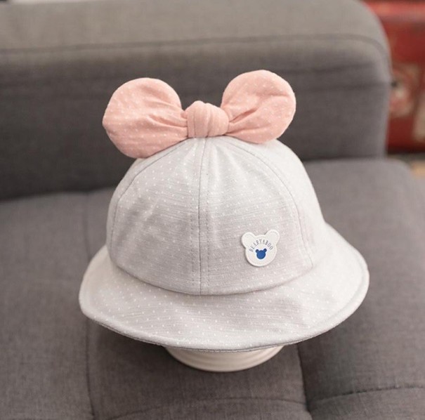 Pălărie pentru copii cu panglică cu panglică gri deschis