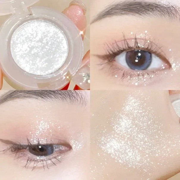 Paleta de sombras de ojos brillantes de un solo color Sombras de ojos perladas de larga duración Sombras de ojos con brillo a prueba de agua 1
