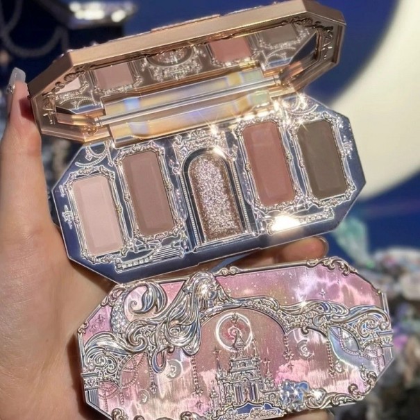 Paleta de sombras de ojos con brillo y mate, 5 colores, paleta de sombras de ojos de lujo, resistente al agua 2