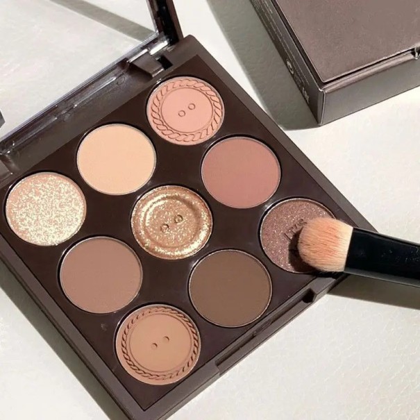 Palete de sombras 9 cores Acabamento perolado e mate Baixa intensidade tons naturais Sombras pigmentadas de longa duração 1