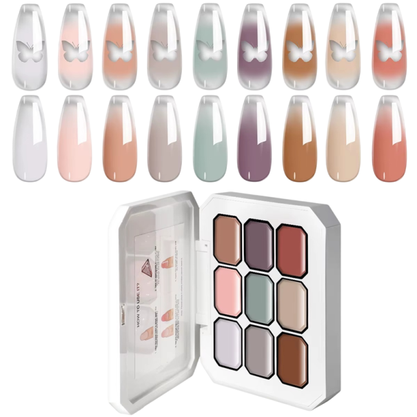 Paletka 9 ks gradientních malířských gelů na nehty UV LED Přechodové barvy pro ombré a detailní zdobení DIY i salon 1