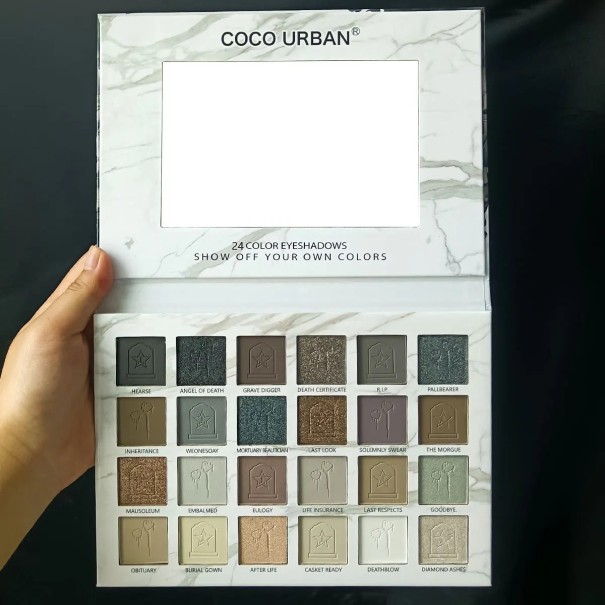 Palette di ombretti 24 colori Mattoni e brillanti tonalità scure Stile Punk Trucco Smokey Halloween effetto a lunga durata 1