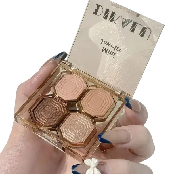 Palette di ombretti scintillanti 4 colori Ombretti scintillanti Ombretti opachi Ombretti ultra pigmentati Waterproof Lunga durata 1