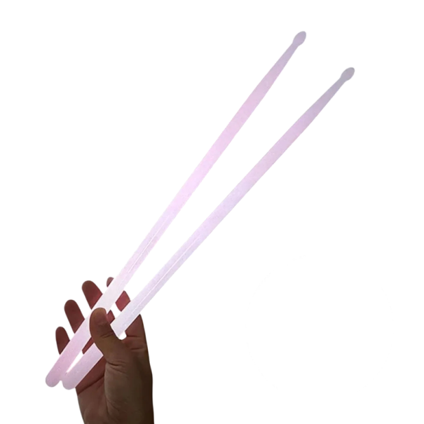 Paliças de bateria fluorescentes 41,5×1,4 cm par de baquetas a brilhar em várias cores resistentes para tocar em baterias e atuações musicais rosa