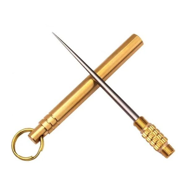 Palillo de dientes multifuncional de metal, portátil, de acero inoxidable, de bolsillo, 9,5 cm dorado