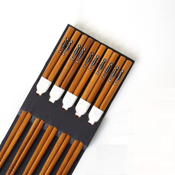 Palillos de bambú con forma de pez 5 pares 1