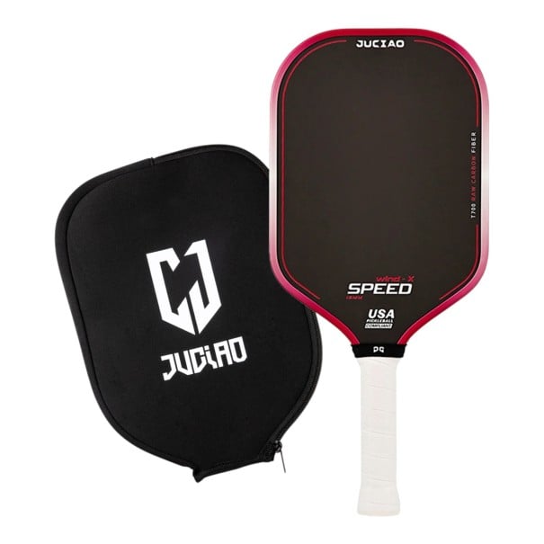 Pálka na pickleball z uhlíkových vláken s krytom 42 x 19 x 1,6 cm Tepelne tvarovaná Tloušťka 16 mm Pre silu a rotáciu ružová