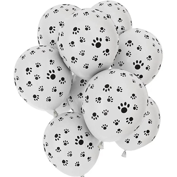 Palloncini in lattice con motivo di zampe di cane 30 cm Palloncini da festa con stampa di zampe Palloncini decorativi bianchi in lattice per feste 1