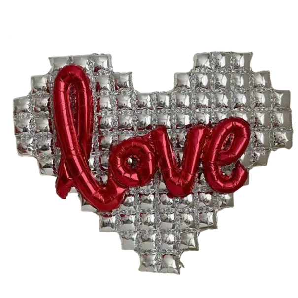 Palloncino Gonfiabile a Cuore con Scritta LOVE Decorazione di San Valentino Decorazione per Matrimonio Festa Romantica Grande Scritta di Palloncini 137x118 cm argento
