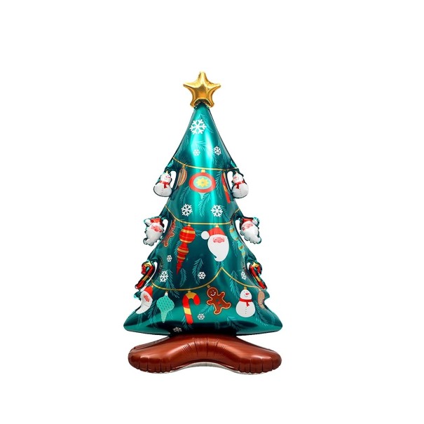 Pallone di alluminio albero di Natale 120 × 58 cm Pallone decorativo verde a forma di albero di Natale decorazione festiva per celebrazioni natalizie 1