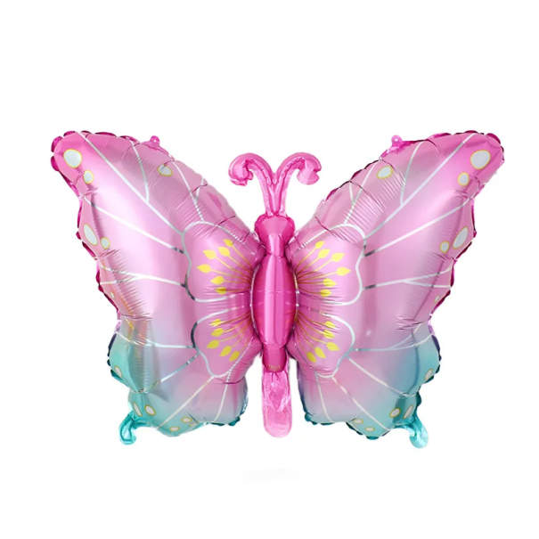 Pallone in mylar 79 x 52,5 cm Grande pallone a forma di farfalla Decorazione per feste di compleanno Decorazione per feste di bambini Elio rosa