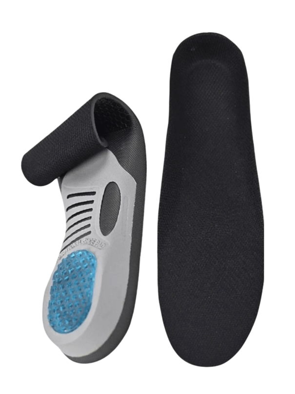 Palmilhas de gel para homens Tamanho EUR 41–46 Palmilhas ortopédicas cinzentas para o conforto dos pés Uso desportivo e diário 1