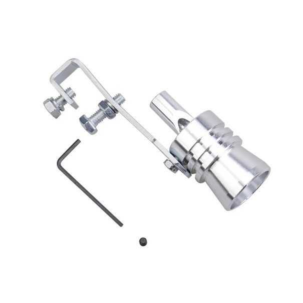 Pâlnie turbo argintie pentru evacuare L 108,5 × 29,5 mm Simulator universal al sunetului turbo tub de suflare din aluminiu accesoriu de tuning 1