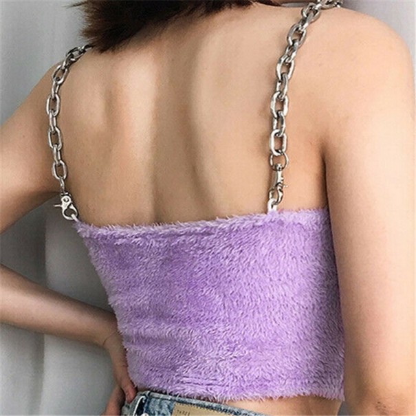 Pälslig crop top för kvinnor lila