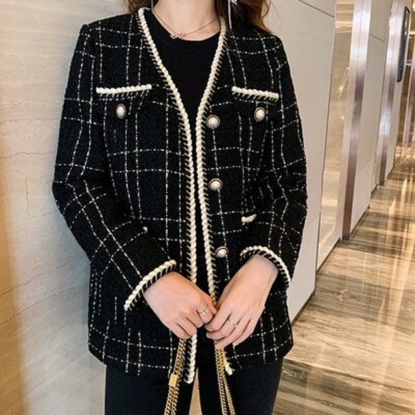 Palton de tweed pentru femei negru XS
