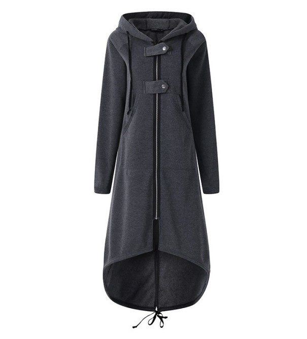 Palton lung pentru femei cu închidere cu fermoar J1205 gri 4XL