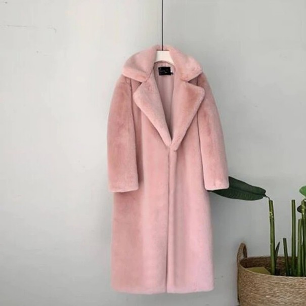 Palton shaggy pentru femei roz deschis XL