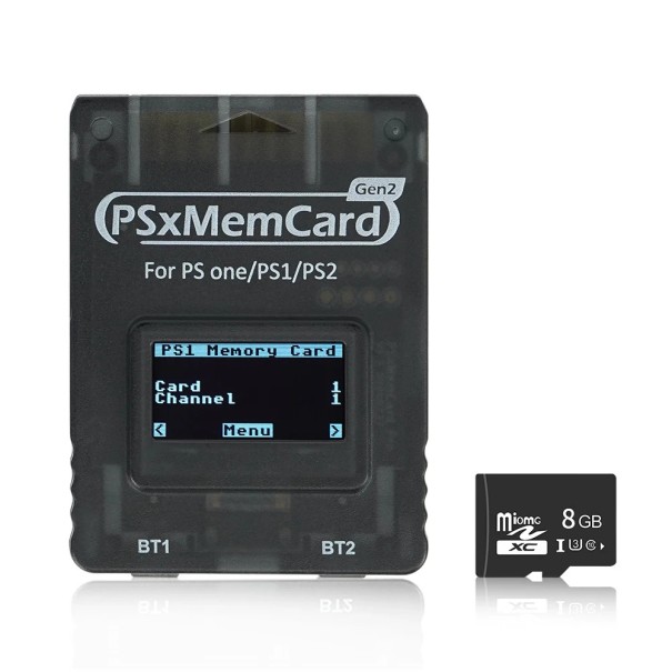 Paměťová karta pro herní konzole PS1 a PS2 s OLED displejem podpora Micro SD až 2 TB virtuální paměť 1 MB až 64 MB port USB-C černá