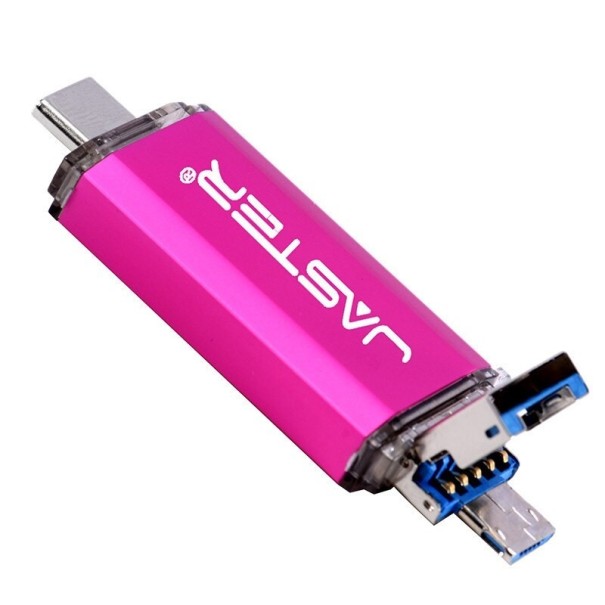 Pamięć flash USB OTG 3w1 ciemny róż 128GB