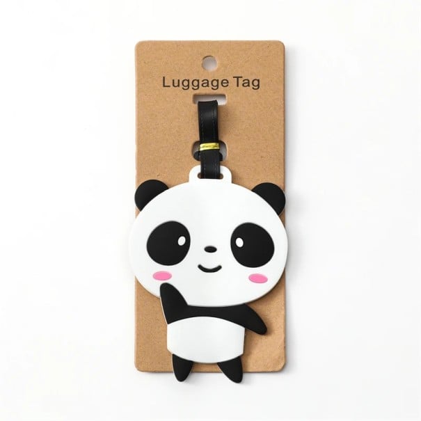 Panda-motiviin varustettu matkalaukkumerkki 10,5 × 10,5 cm silikonigeelinen musta-valkoinen tunnistusmerkki matkalaukulle tai matkakassille 1