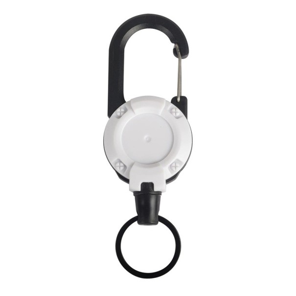 Pandantiv retractabil de pescuit cu arc retractabil din oțel și carabinier Suport robust retractabil pentru echipament de pescuit Susține în siguranță echipamentul de pescuit Mulinetă practică pentru clești și foarfece alb