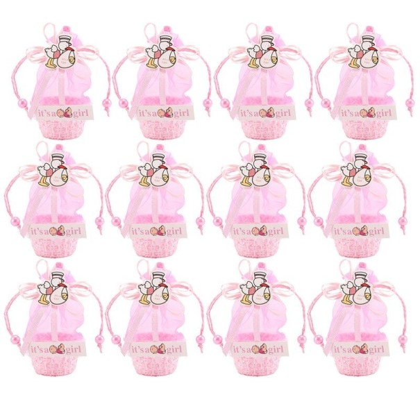 Panier cadeau 12 pièces rose 2