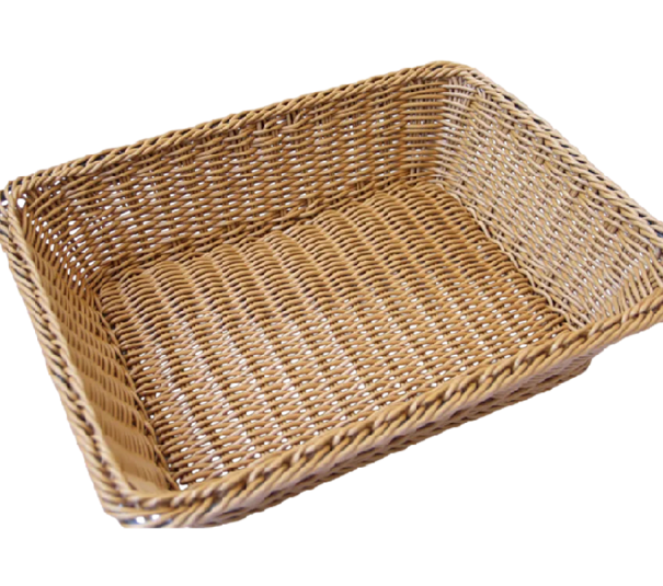 Panier de rangement alimentaire tissé à la main 40 x 30 x 8 cm panier tressé couleur brun clair rectangulaire pour le stockage du pain et des fruits 1