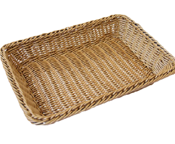 Panier de rangement tissé à la main pour aliments 35 x 25 x 7 cm panier tressé couleur brun clair rectangulaire pour le stockage du pain et des fruits 1