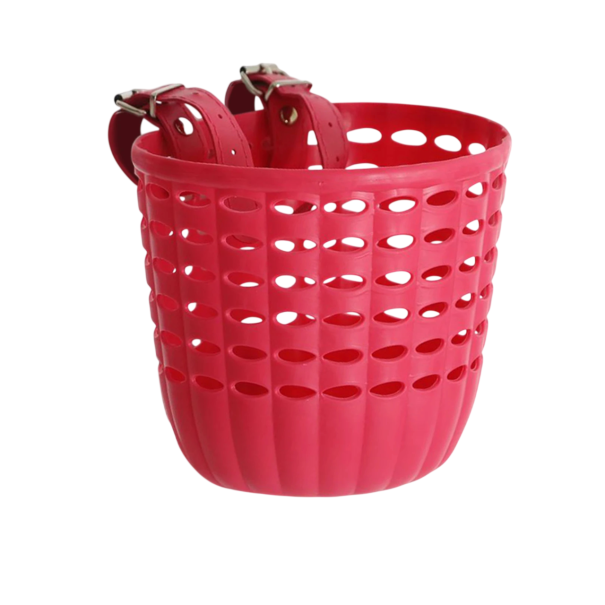Panier de vélo pour enfants 17,5 x 13,5 x 15 cm Panier en plastique avec sangles pour guidon Panier de rangement pour vélos d'enfants rouge