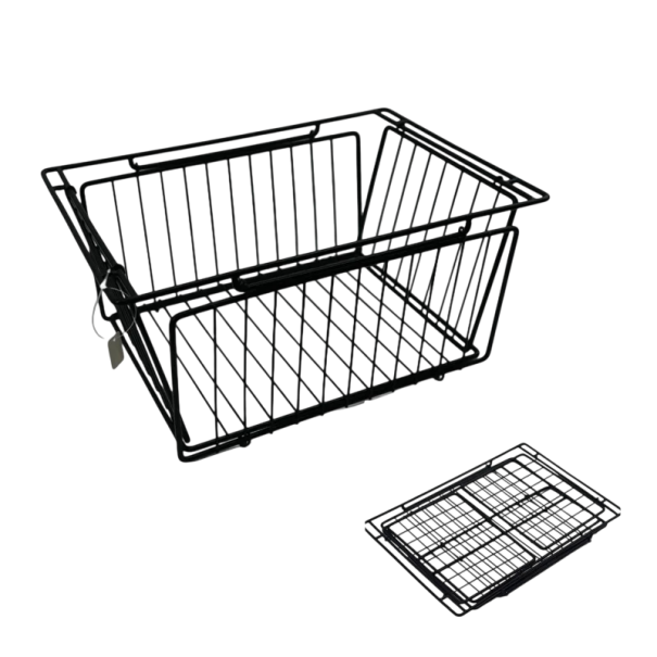 Panier pliable en acier inoxydable pour table de camping 35,5×24,5×6,5 cm organisateur en acier pour déchets et espace de rangement noir