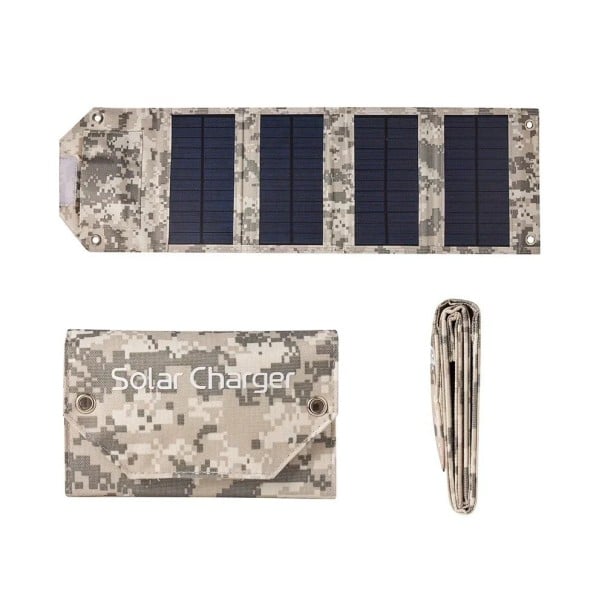 Panneau solaire pliable 60W USB 5V 610x180 mm Banque d'énergie solaire portable avec câble de chargement pour le camping et la randonnée camouflage