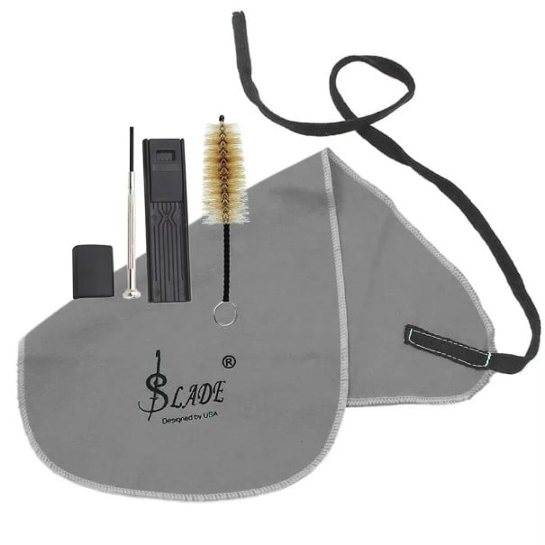 Paño de limpieza con 4 piezas de accesorios para saxofón, clarinete, trompeta, flauta, picolo, oboe Tela de algodón de alta absorbencia Juego gris