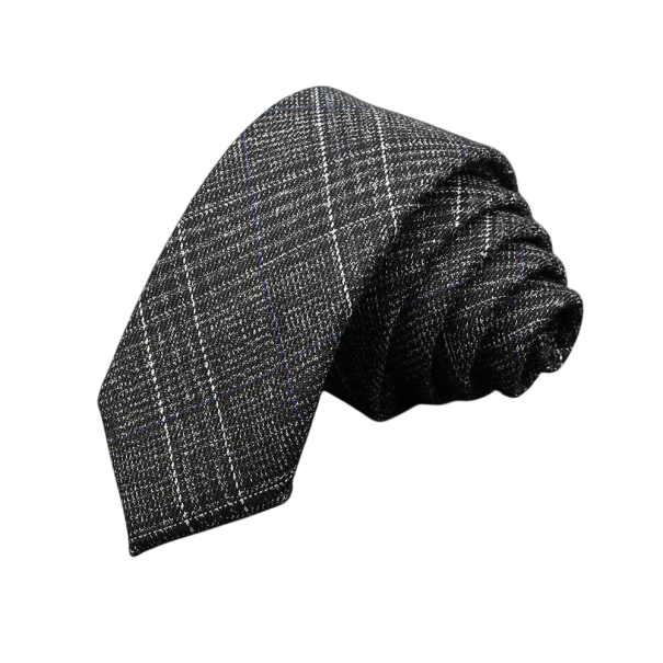 Pánská bavlněná károvaná kravata Elegantní úzká kravata 145 x 6 cm Moderní vzorovaná kravata Stylový doplněk pro muže na pracovní i společenské akce černá