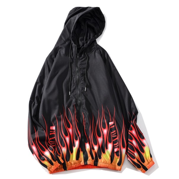 Pánska bunda s plameňmi čierna M