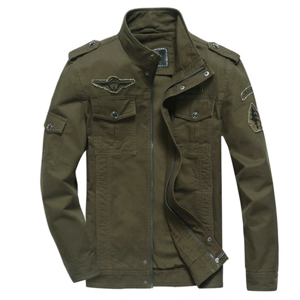 Pánská bunda vojenského stylu J2046 armádní zelená 3XL