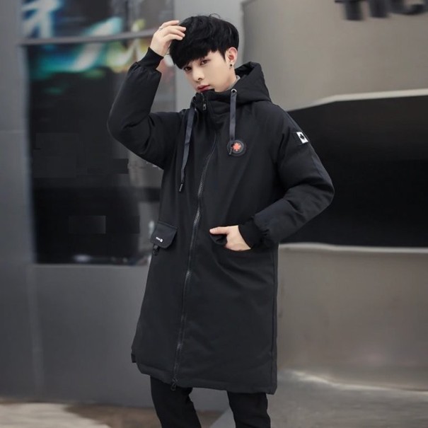 Pánská dlouhá zimní bunda černá XXS