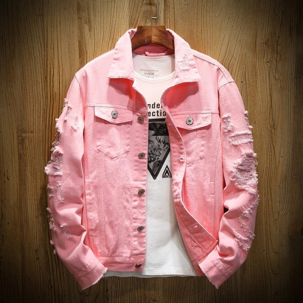 Pánska džínsová bunda S87 ružová L