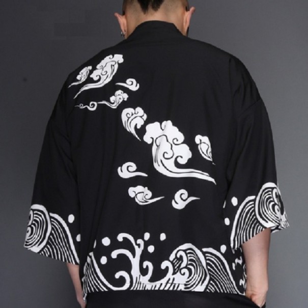 Pánská japonská bunda s potiskem - Černá XS