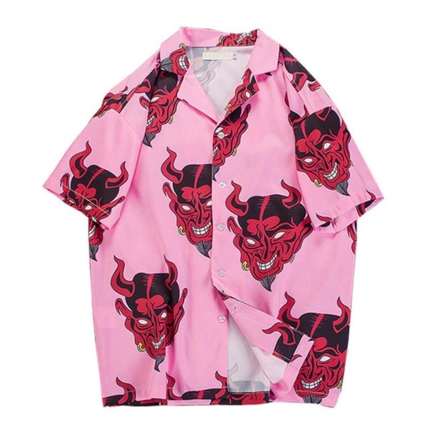 Pánska košeľa s diablom ružová XXL