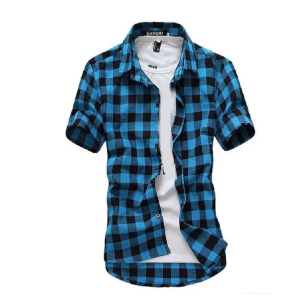 Pánska košeľa s krátkym rukávom F418 modrá M