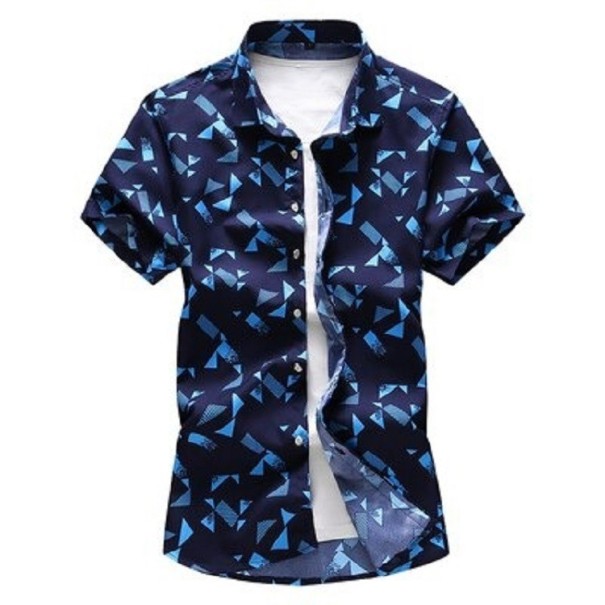 Pánska košeľa s krátkym rukávom F549 tmavo modrá XXL