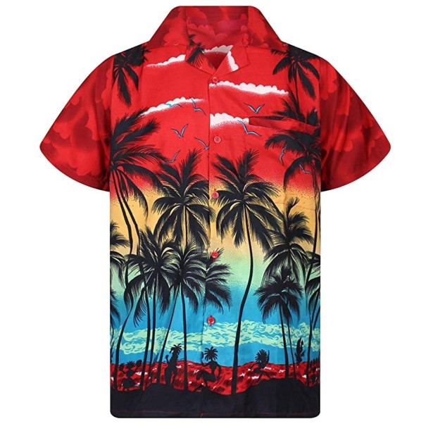 Pánska košeľa s palmami F553 červená M