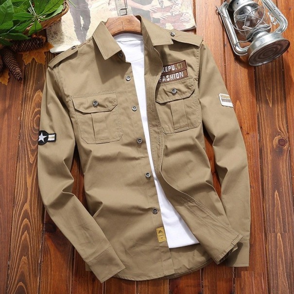 Pánská košile F514 khaki L