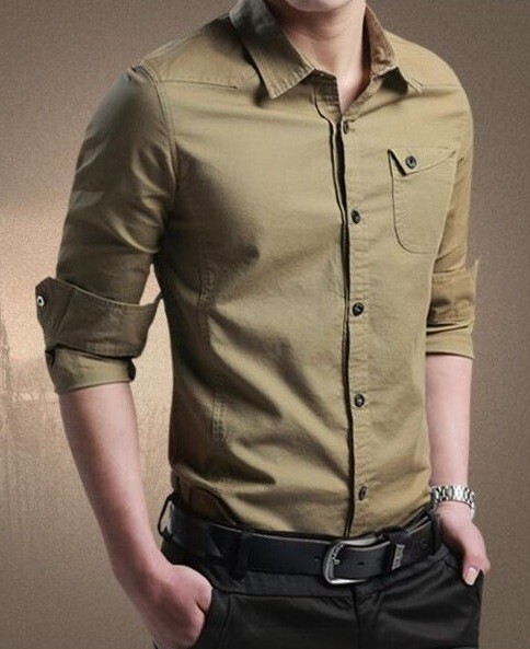 Pánská košile J2600 khaki L