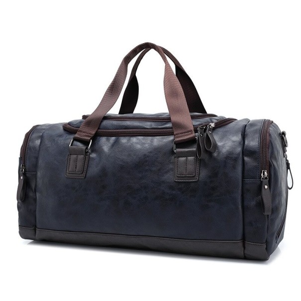 Pánska kožená cestovná taška T480 tmavo modrá