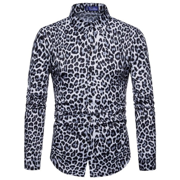 Pánska leopardia košeľa A3081 biela XXL