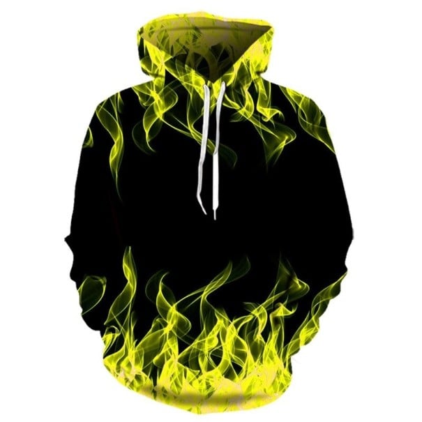 Pánská mikina s motivem ohně žlutá XS