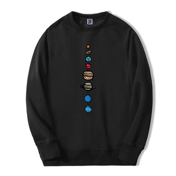 Pánská mikina s planetami černá XS