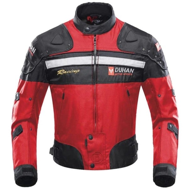 Pánská motorkářská bunda s chrániči Ochranná bunda na motorku s odvětráváním Nastavitelná sportovní bunda na moto jízdu a závody červená XL